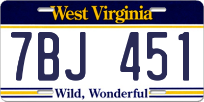 WV license plate 7BJ451