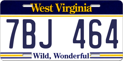 WV license plate 7BJ464