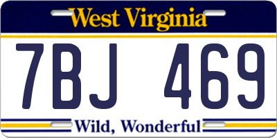WV license plate 7BJ469