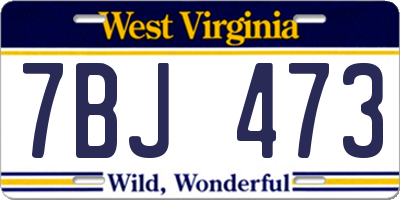 WV license plate 7BJ473