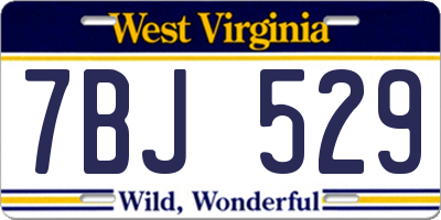 WV license plate 7BJ529