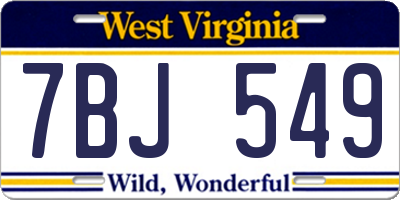 WV license plate 7BJ549