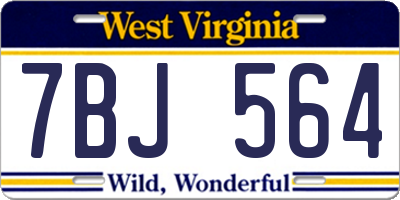 WV license plate 7BJ564