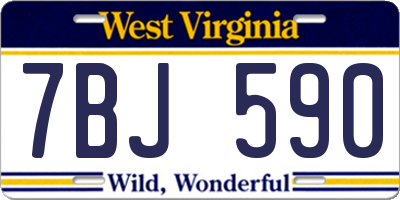 WV license plate 7BJ590