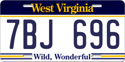 WV license plate 7BJ696