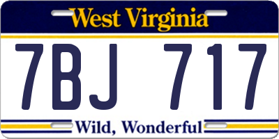 WV license plate 7BJ717