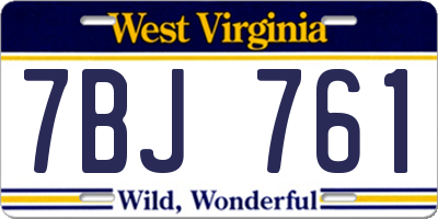 WV license plate 7BJ761