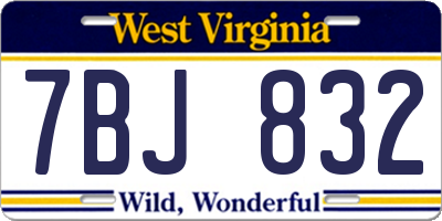WV license plate 7BJ832