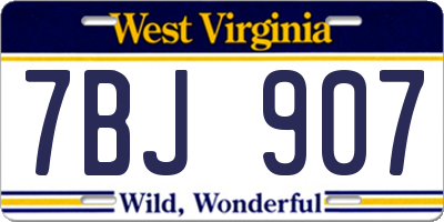 WV license plate 7BJ907