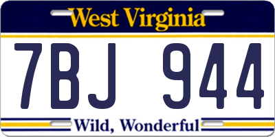 WV license plate 7BJ944