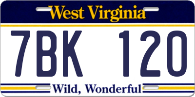 WV license plate 7BK120