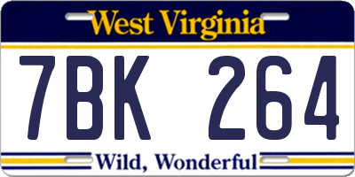 WV license plate 7BK264