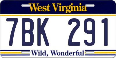WV license plate 7BK291