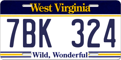 WV license plate 7BK324
