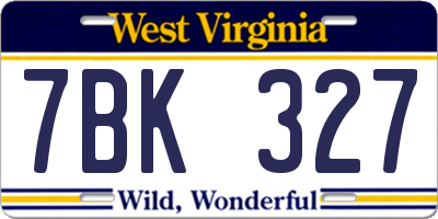 WV license plate 7BK327