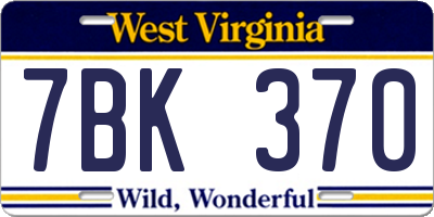 WV license plate 7BK370