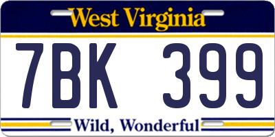 WV license plate 7BK399