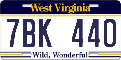 WV license plate 7BK440