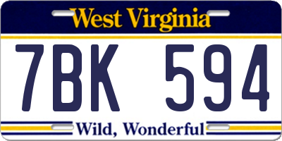 WV license plate 7BK594