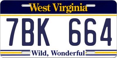 WV license plate 7BK664