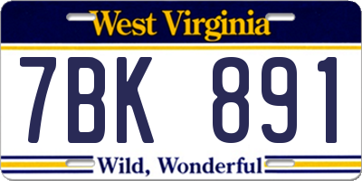 WV license plate 7BK891