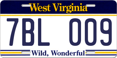 WV license plate 7BL009