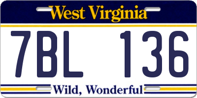 WV license plate 7BL136