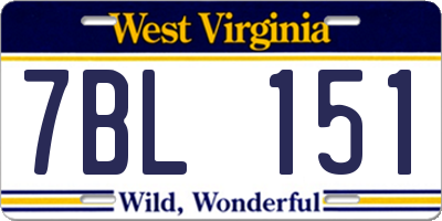 WV license plate 7BL151
