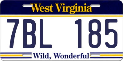 WV license plate 7BL185