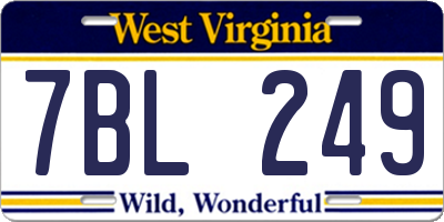 WV license plate 7BL249