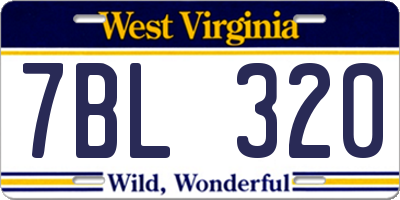 WV license plate 7BL320
