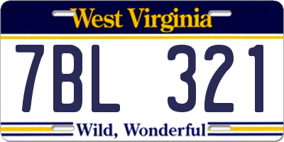 WV license plate 7BL321