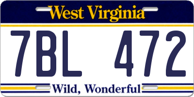 WV license plate 7BL472