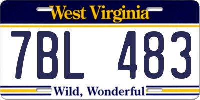 WV license plate 7BL483