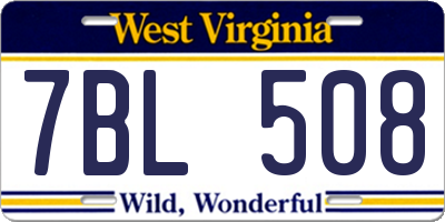 WV license plate 7BL508