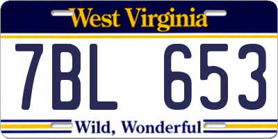 WV license plate 7BL653