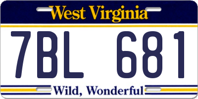 WV license plate 7BL681