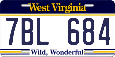 WV license plate 7BL684