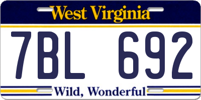 WV license plate 7BL692