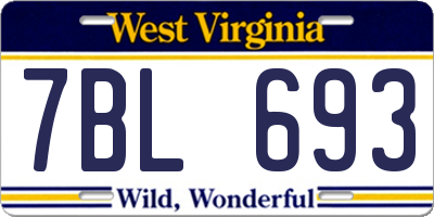 WV license plate 7BL693