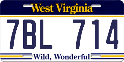 WV license plate 7BL714