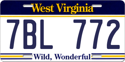 WV license plate 7BL772