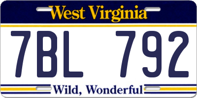 WV license plate 7BL792