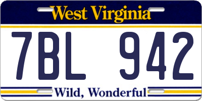 WV license plate 7BL942