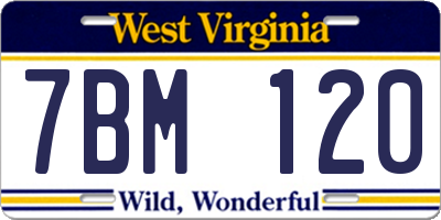 WV license plate 7BM120
