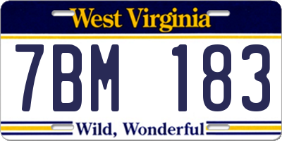 WV license plate 7BM183