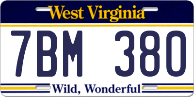 WV license plate 7BM380