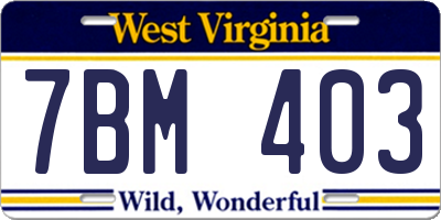 WV license plate 7BM403