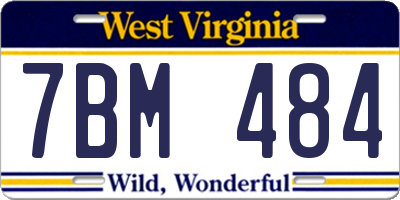 WV license plate 7BM484