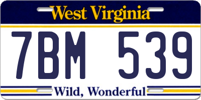 WV license plate 7BM539